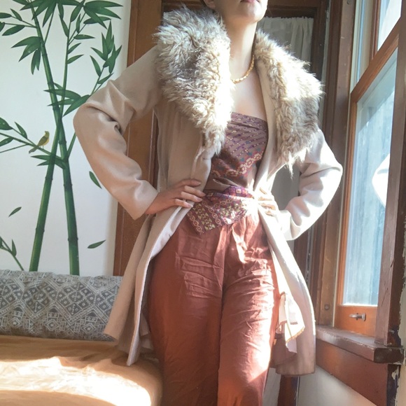 Glamorous fitted wool coat fur collar - Picture 3 of 7